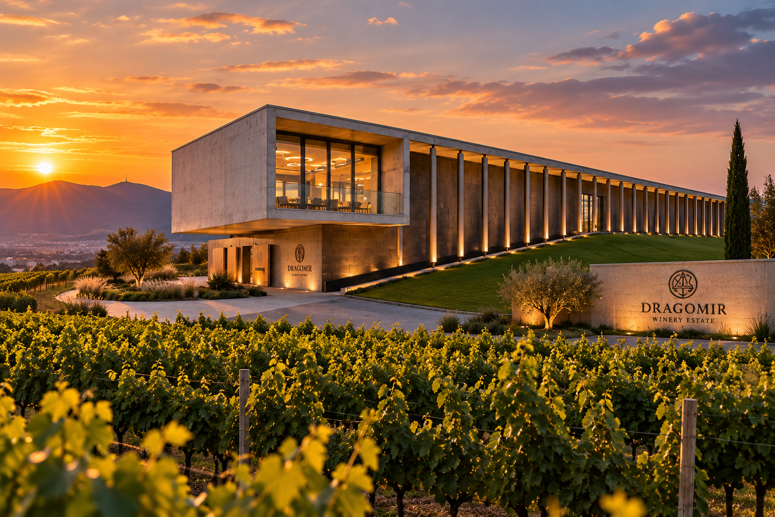 Dragomir Winery Estate край Брестник, Пловдив – съвременната архитектура на винарната сред лозята на Тракийската низина